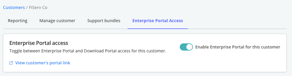 enterprise portal toggle enabled
